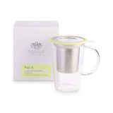 Glass tea infuser mug with pistachio lid, 400ml, UK version