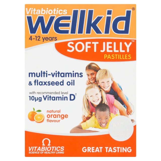 Vitabiotics Wellkid Multivitamins & Flaxseed Oil Orange Jelly Pastilles    30 per pack GOODS M&S   