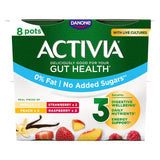 Activia Strawberry Vanilla Peach & Raspberry No Added Sugar Fat Free   8 x 115g GOODS M&S   