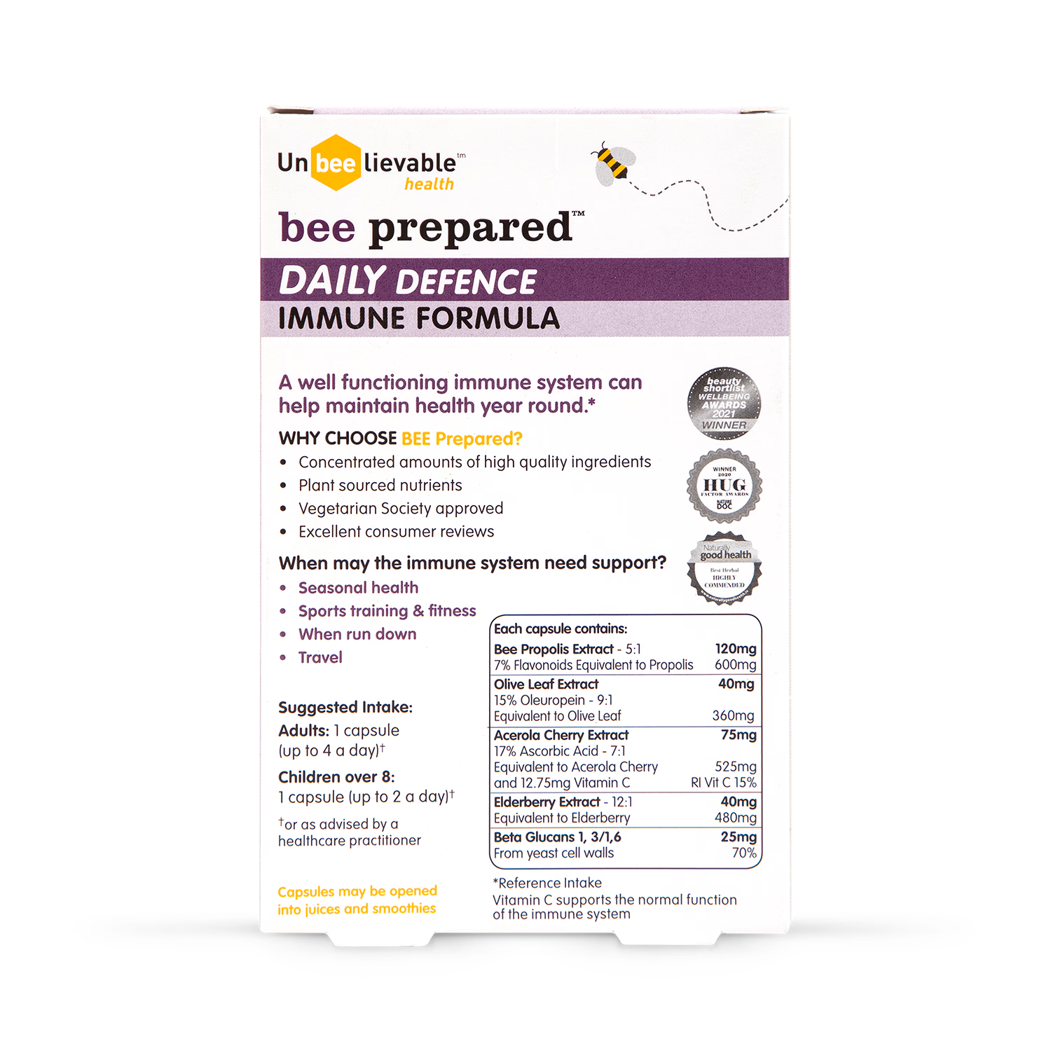 Unbeelievable Health Daily Defence supplement 30 capsules, imported from the UK