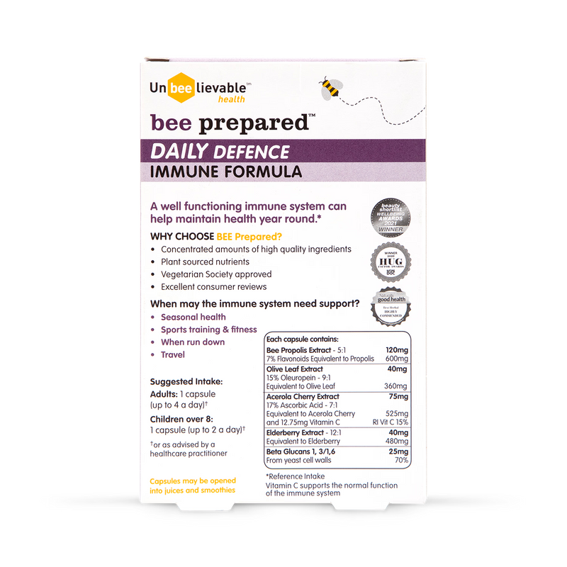 Unbeelievable Health Daily Defence supplement 30 capsules, imported from the UK