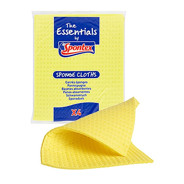 Spontex Essentials Sponge Cloths   4 per pack