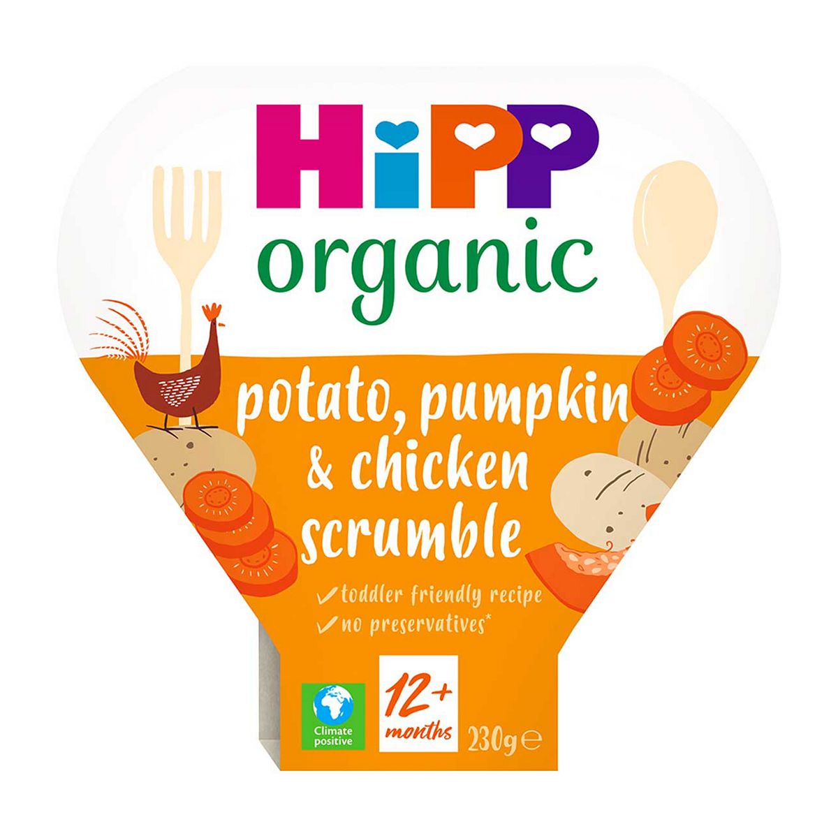 HiPP Organic Potato, Pumpkin & Chicken Scrumble Toddler Tray Meal 1-3 Years 230g GOODS Boots   