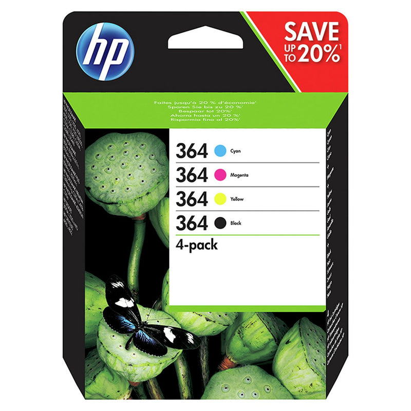HP 364 original ink cartridges black and colour pack, imported from the UK