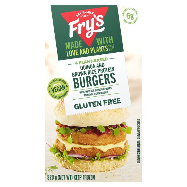 Fry's Meat Free Quinoa & Brown Rice Protein Burgers   320g