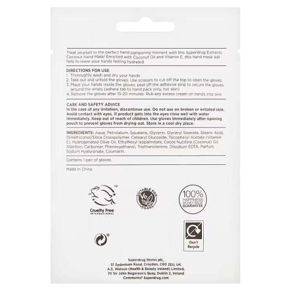 Superdrug Coconut Hand Mask Treatment (British brand)