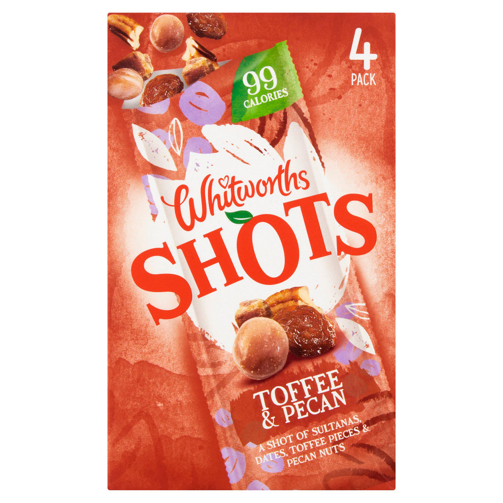 Whitworths Shots Snack Pack Toffee Pecan 4x25g