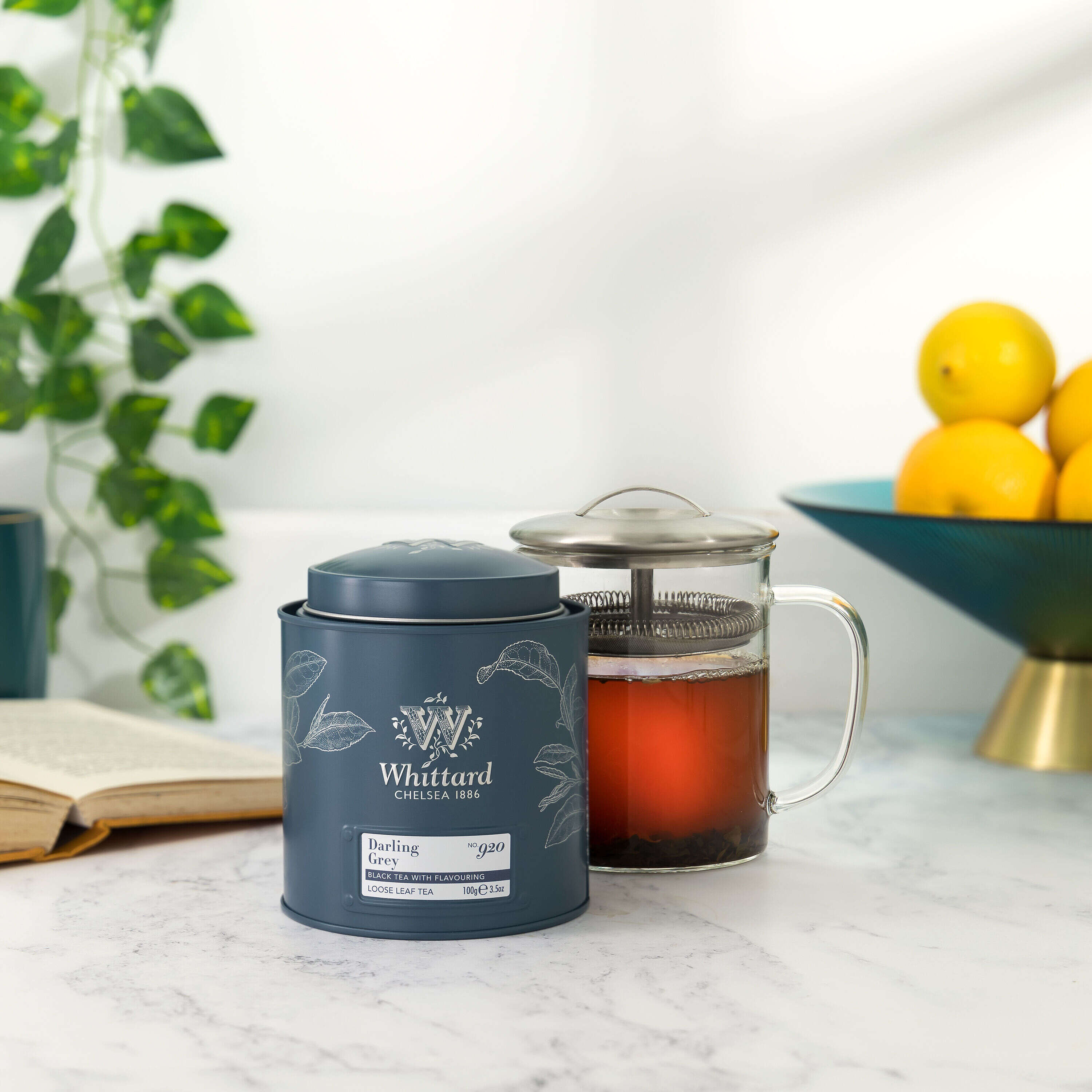 Whittard Darling Grey loose tea caddy 100g, imported from the UK