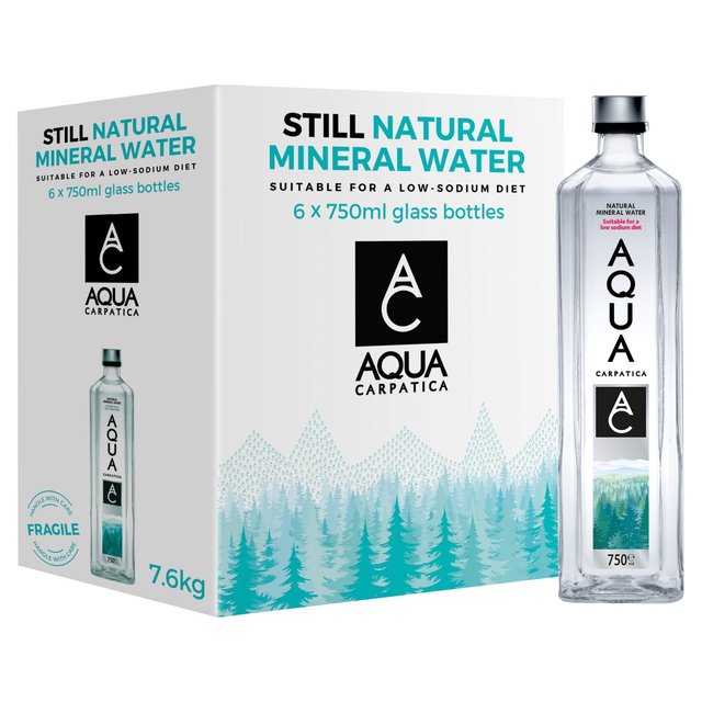 AQUA Carpatica Still Natural Mineral Water Glass Low Sodium & Nitrates   6 x 750ml GOODS M&S   