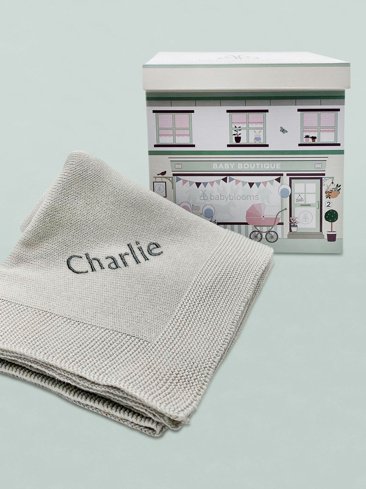 Babyblooms Personalised Luxury Knitted 100% Cotton Baby Blanket 75cm x 100cm
