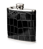 Aspinal of London croc-embossed leather hip flask - British product