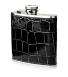 Aspinal of London croc-embossed leather hip flask - British product