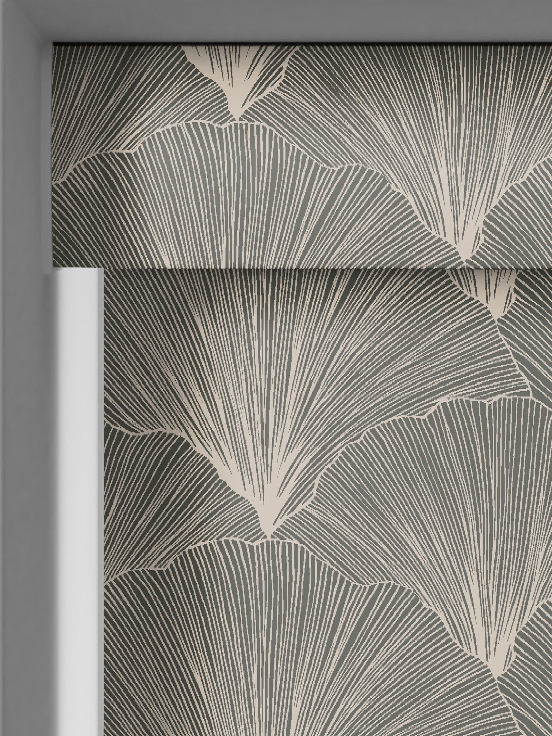 Next Ebony Kilim blackout roller blind with leaf motif, UK version