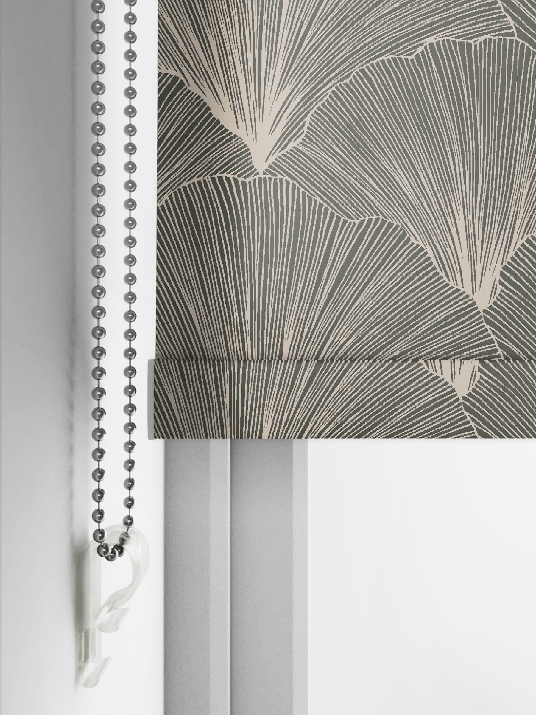Next Ebony Kilim blackout roller blind with leaf motif, UK version