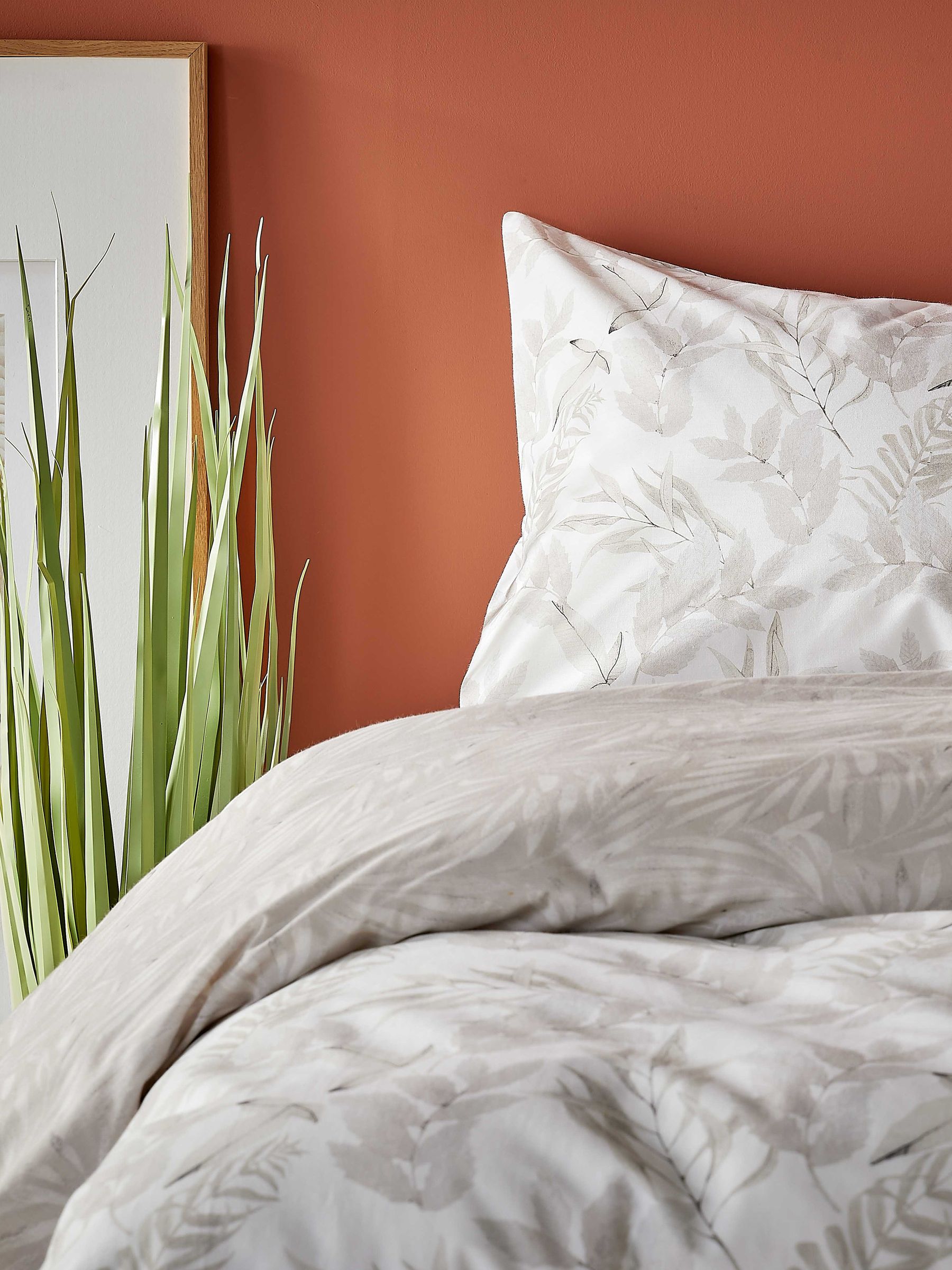 Vantona Cream Serene Leaves duvet cover and pillowcase set (British brand)