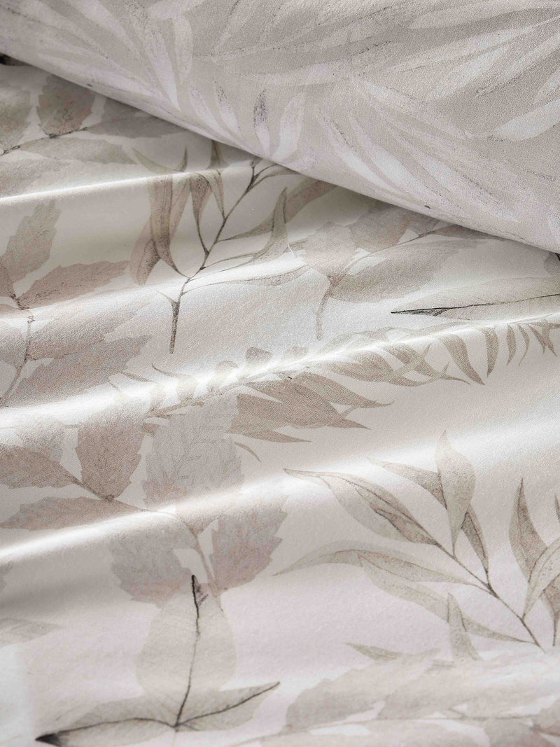Vantona Cream Serene Leaves duvet cover and pillowcase set (British brand)