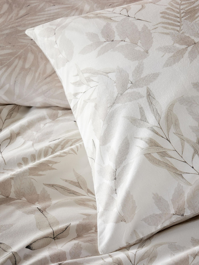 Vantona Cream Serene Leaves duvet cover and pillowcase set (British brand)