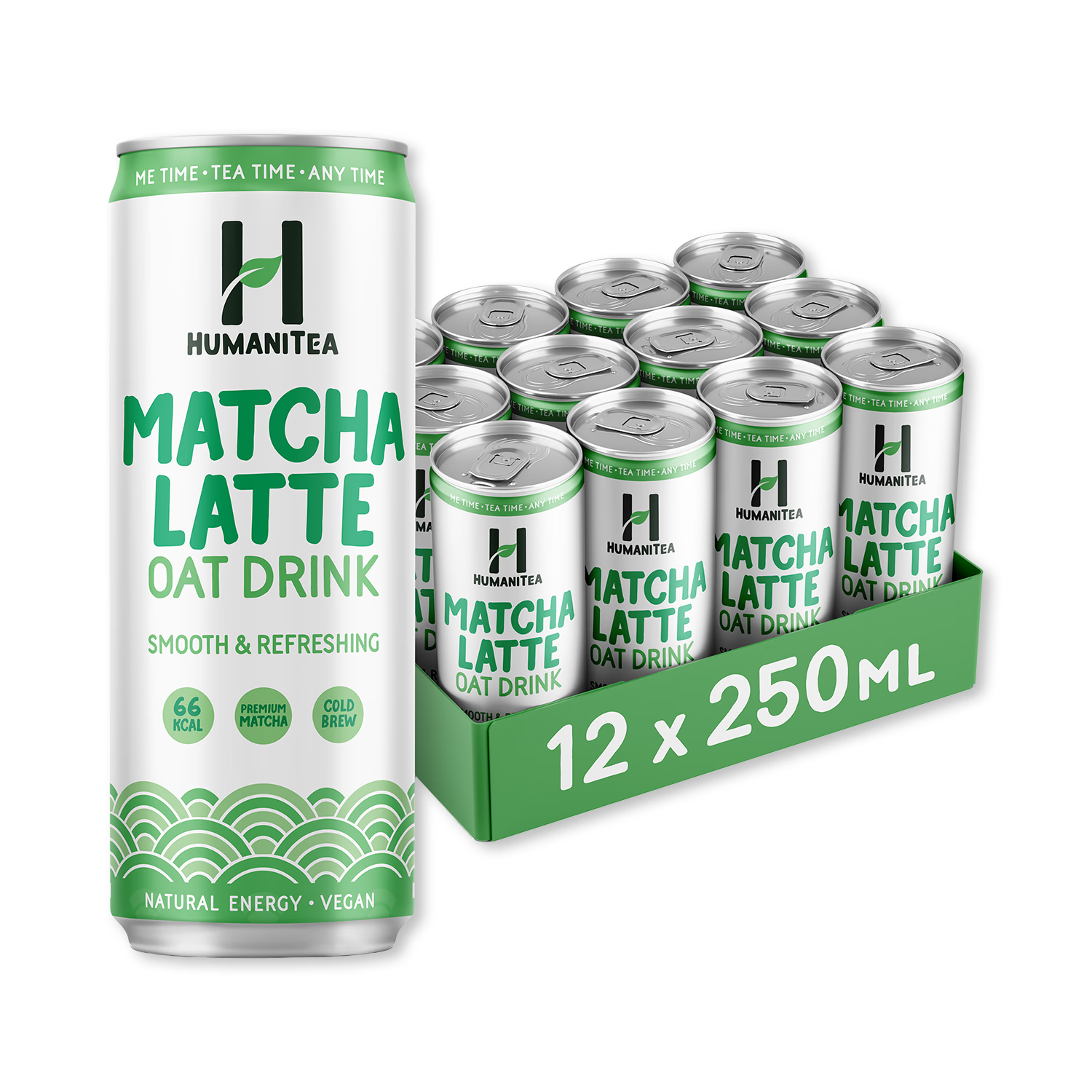 HumaniTea cold brew matcha latte oat drink 12x250ml - British product