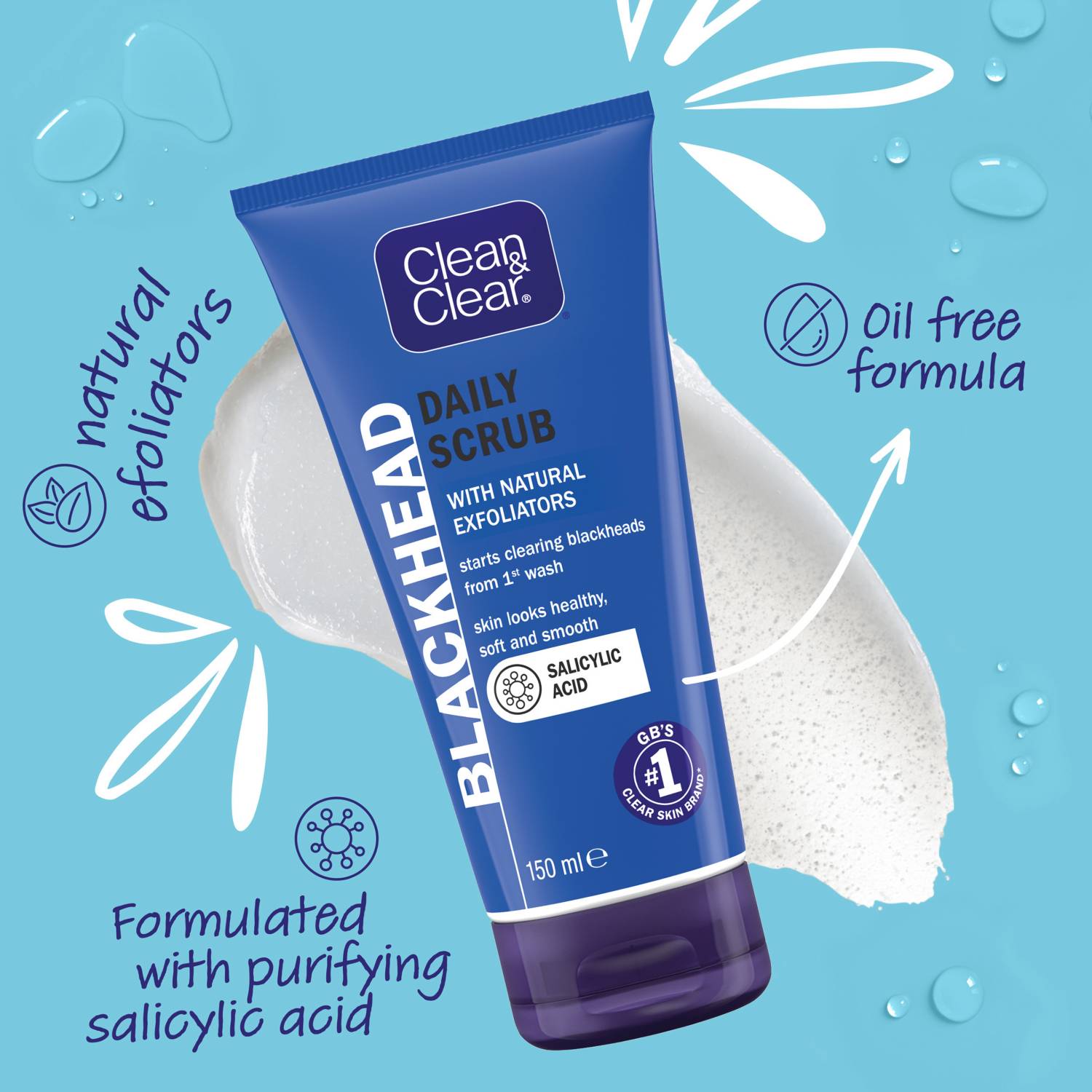 Clean & Clear blackhead clearing face scrub 150ml, UK version