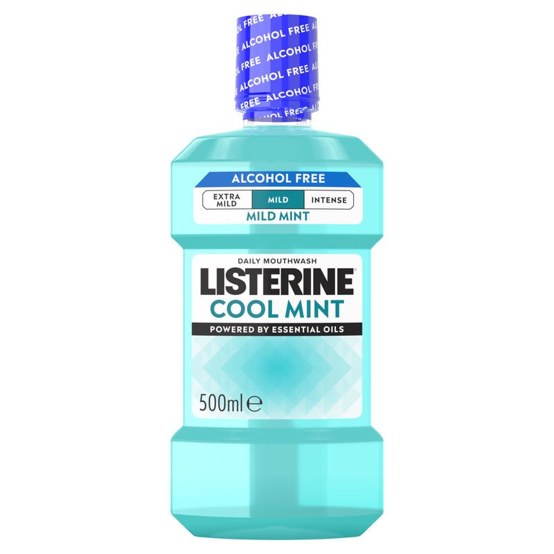 Listerine Milder Taste Cool Mint mouthwash 500ml, UK version