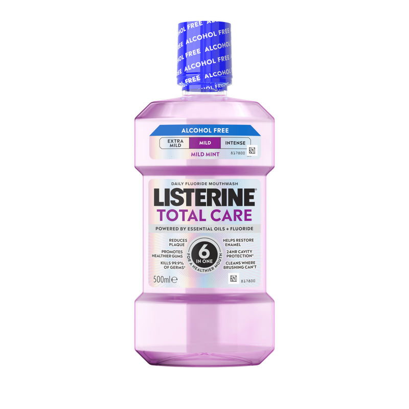 Listerine Total Care Mild Taste Alcohol Free Mouthwash 500ml, UK version