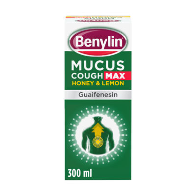 Benylin Mucus Cough Max honey lemon syrup 300ml, imported from the UK
