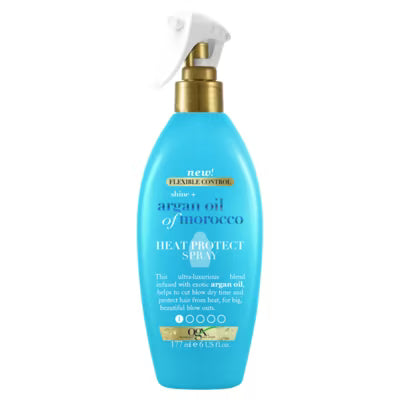 OGX Shine+ Argan Oil of Morocco Heat Protect Spray 177ml, imported from the UK