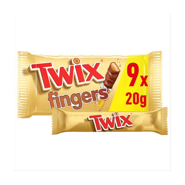 Twix Caramel & Milk Chocolate Fingers Biscuit Snack Bars Multipack   9 x 20g GOODS M&S   