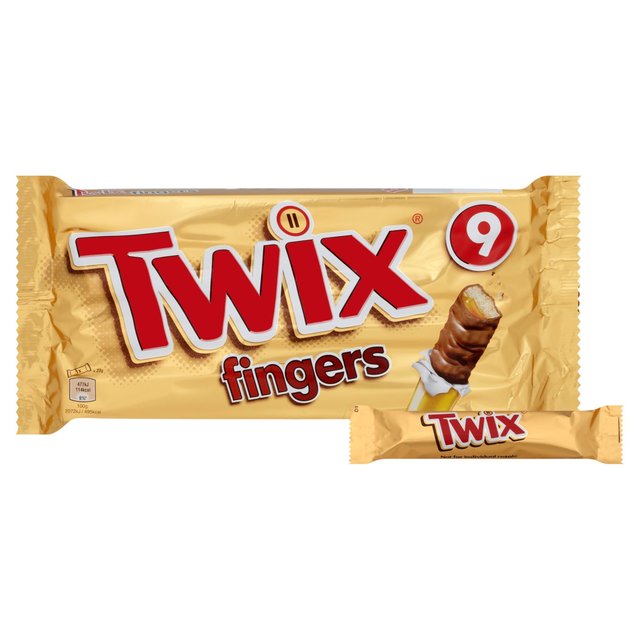 Twix Caramel & Milk Chocolate Fingers Biscuit Snack Bars Multipack   9 x 20g