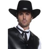 Smiffys authentic Western gunslinger hat black wide brimmed, imported from the UK