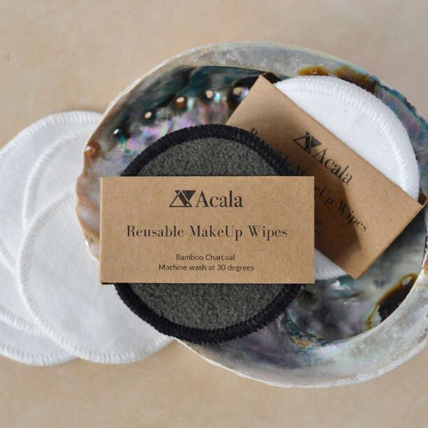 Acala reusable bamboo charcoal makeup wipes pack of 5 (British brand)