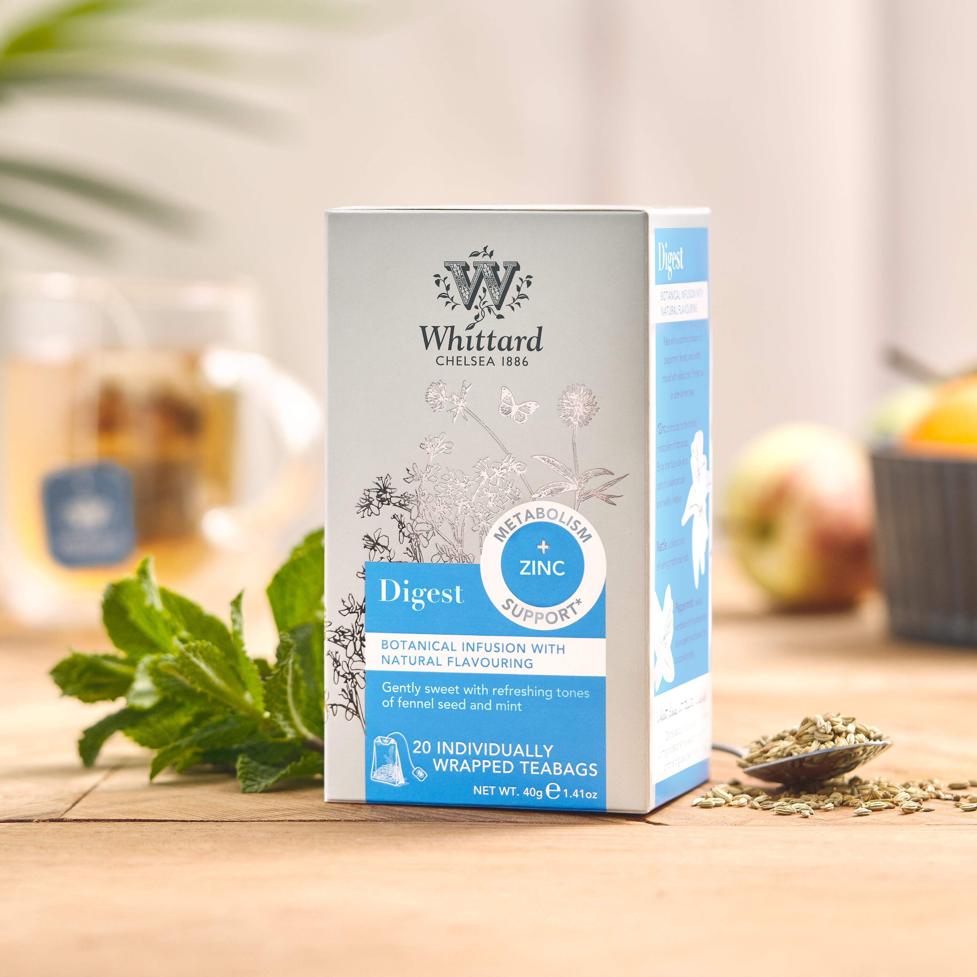 Whittard Digest botanical infusion 20 teabags, imported from the UK