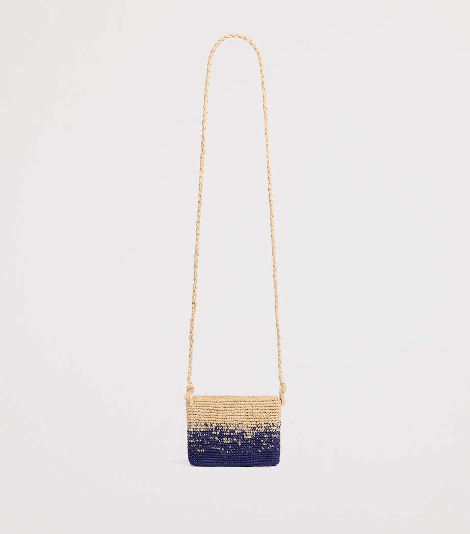 Bonpoint raffia cross-body bag with blueberry tassels (British brand)