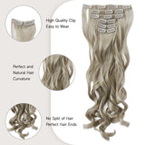 Livingandhome hair extensions grayish gold wavy 6pcs, UK version
