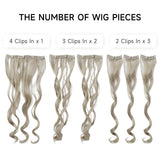 Livingandhome hair extensions grayish gold wavy 6pcs, UK version