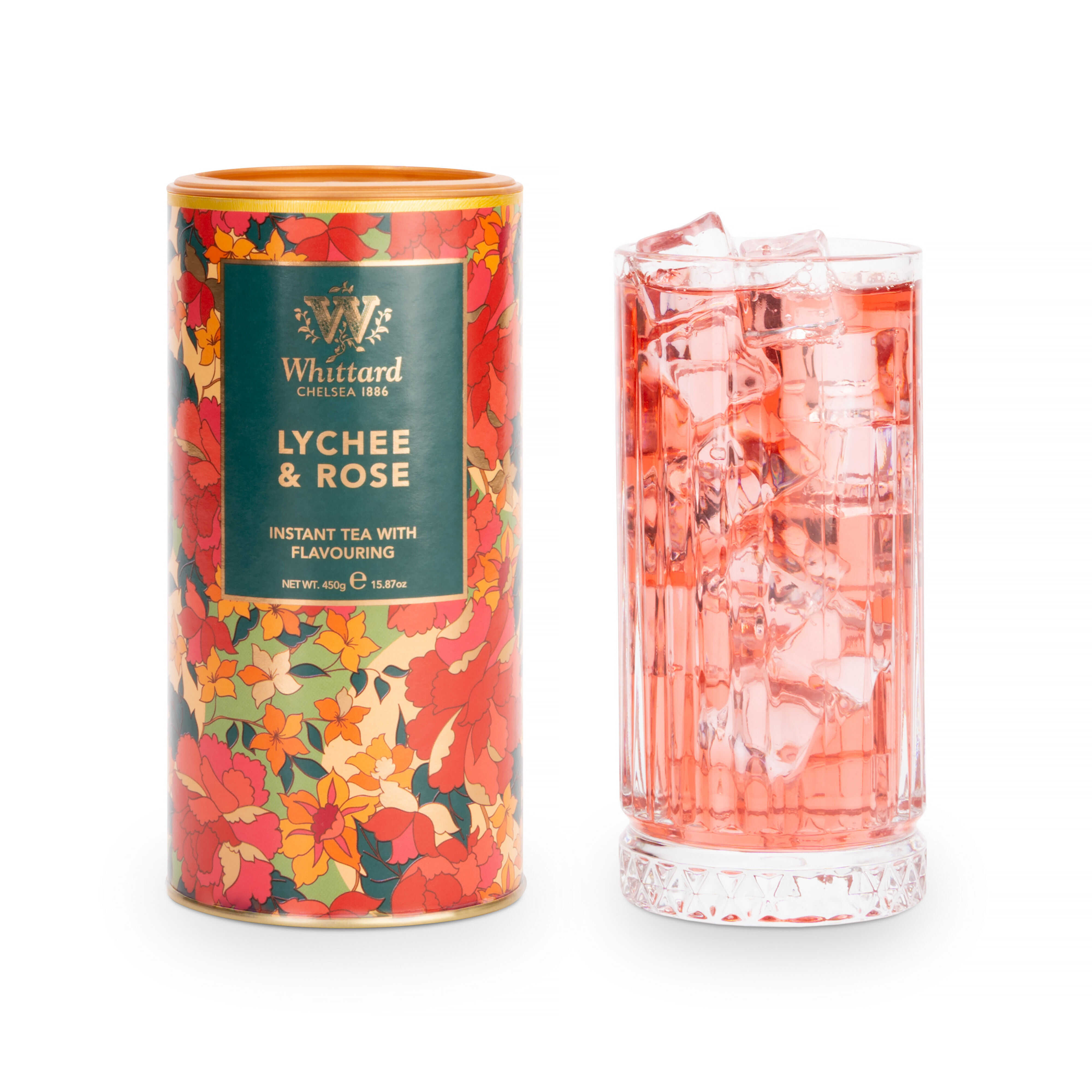 Lychee and rose instant tea 450g, imported from the UK