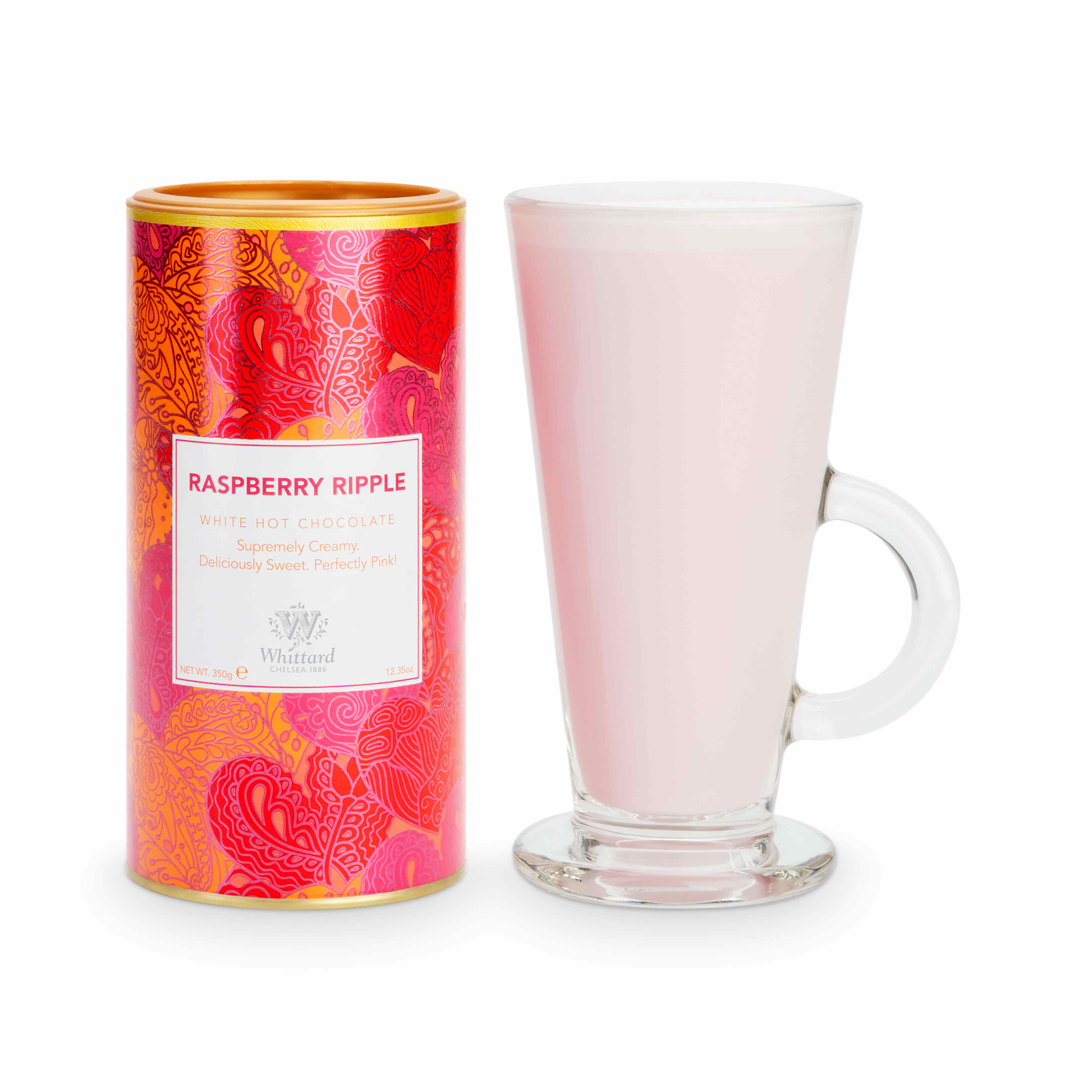 Whittard raspberry ripple hot chocolate powder 350g, imported from the UK