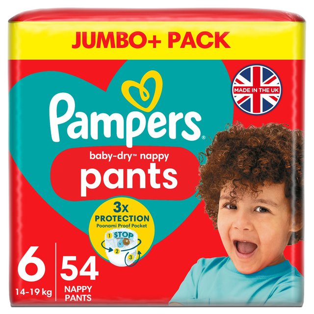 Pampers Baby-Dry Nappy Pants Size 6 15kg+ Jumbo Pack   54 per pack GOODS M&S   