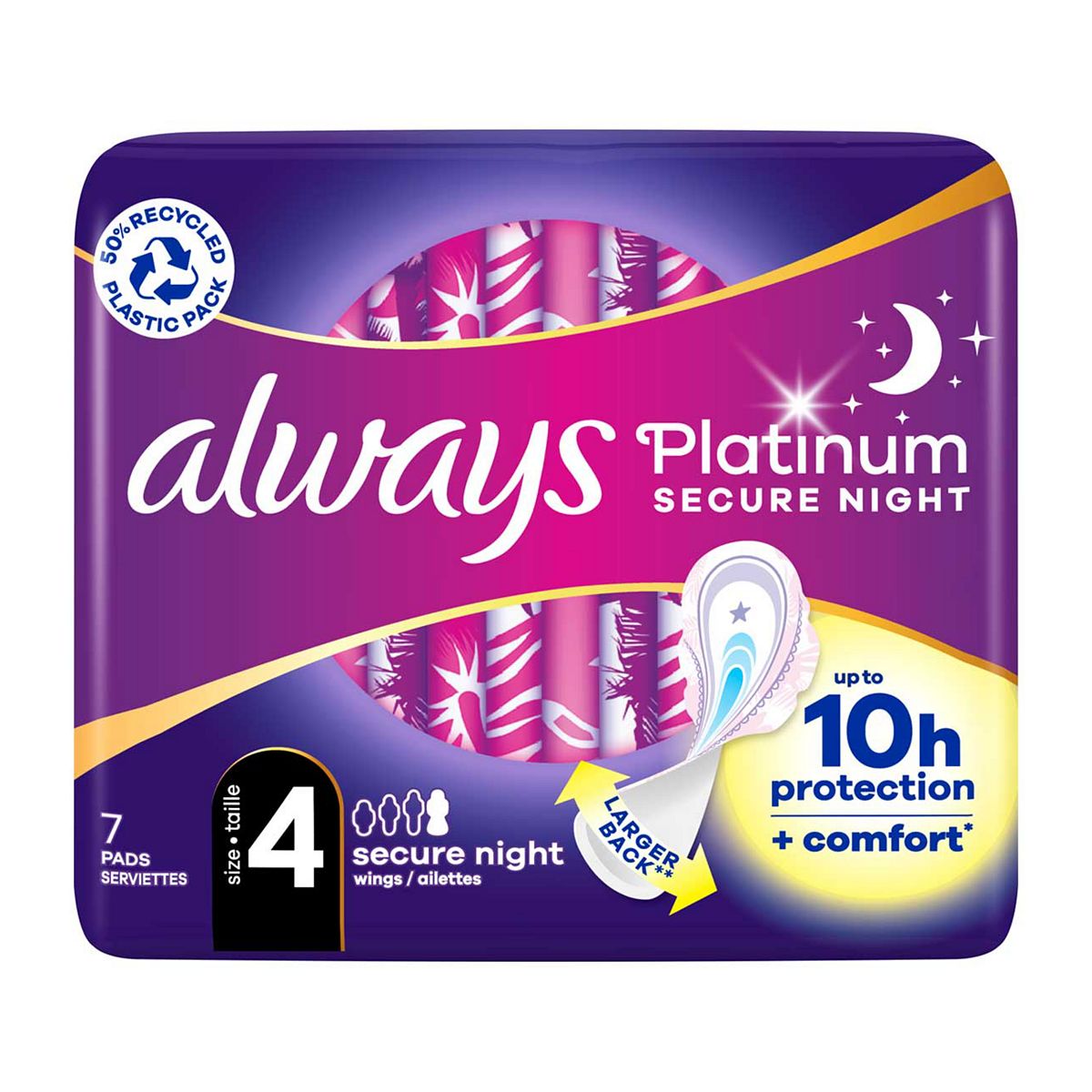 Always Platinum Secure Night (Size 4) Pads Wings 7 Sanitary Towels GOODS Boots   