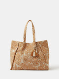 Accessorize natural palm print beach tote bag, imported from the UK