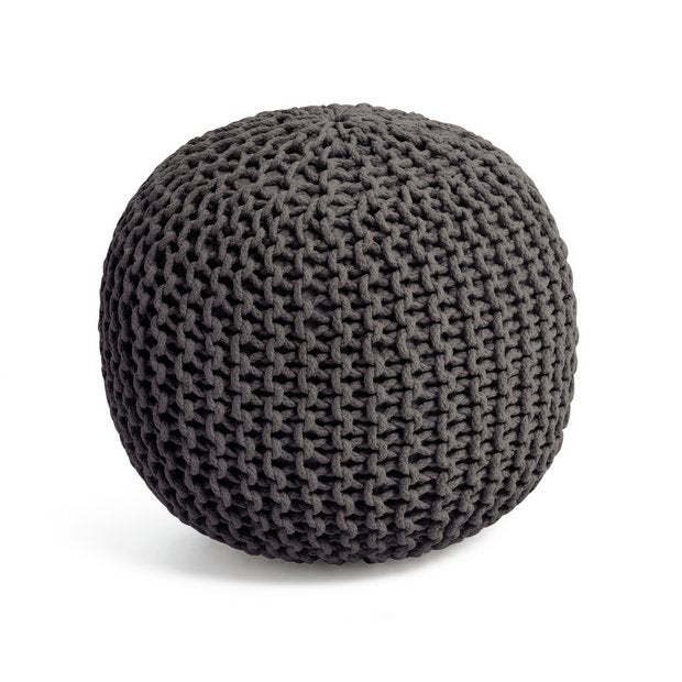 Kaikoo cotton knitted pod pouffe charcoal (British brand)