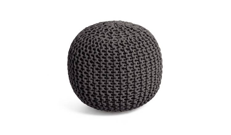 Kaikoo cotton knitted pod pouffe charcoal (British brand)