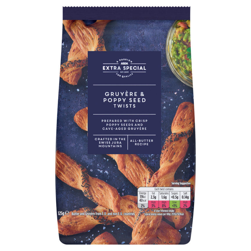 ASDA Extra Special All Butter Gruyere & Poppy Seed Twists