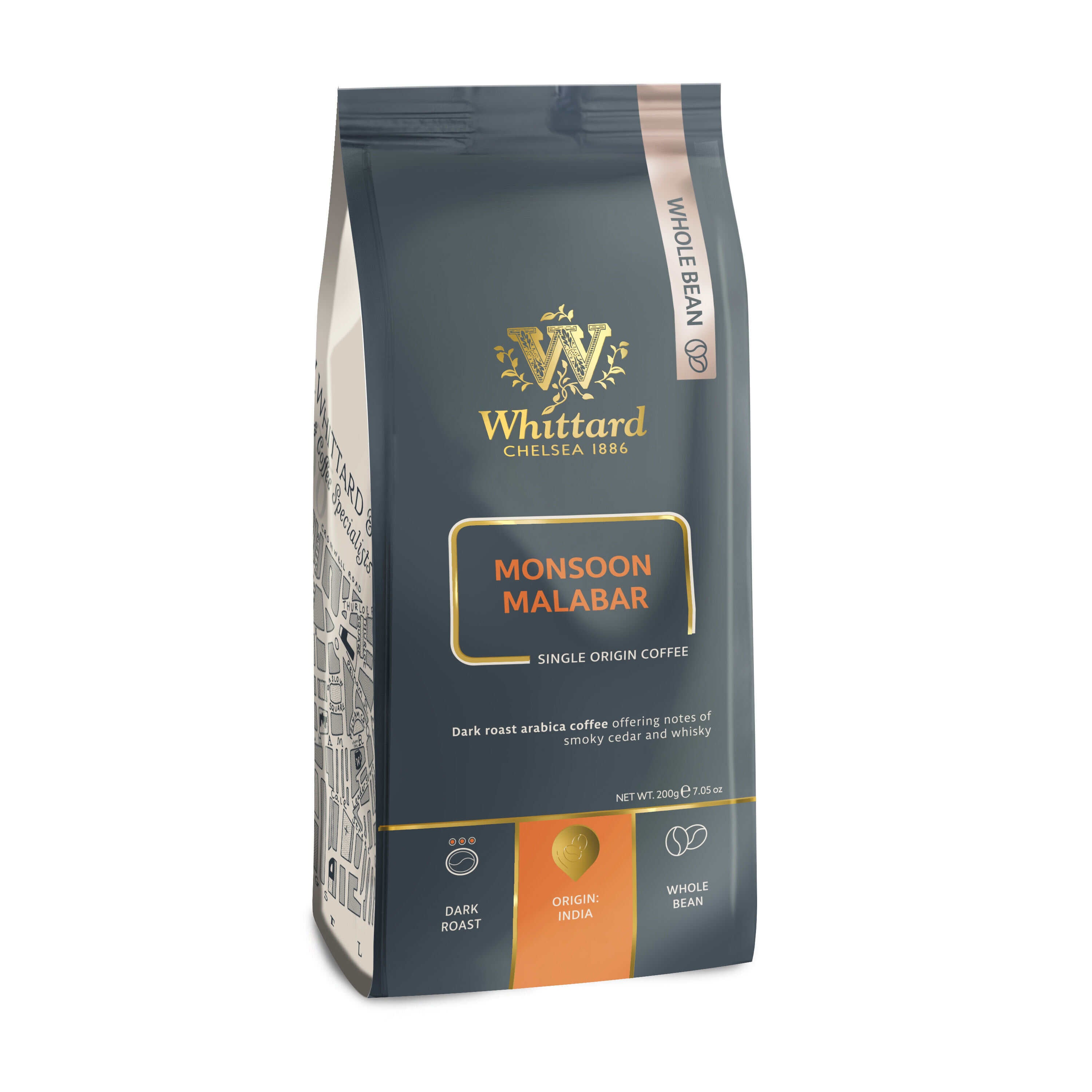 Monsoon Malabar dark roast coffee beans 200g, UK version