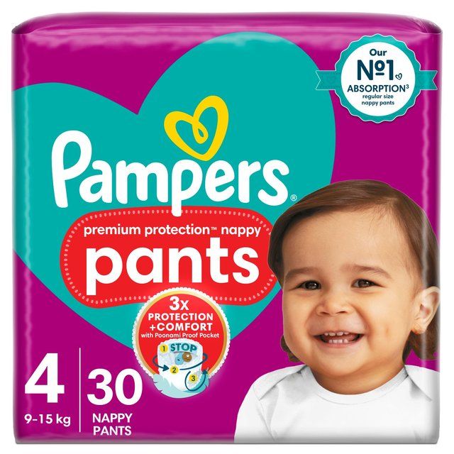 Pampers Premium Protection Nappy Pants Size 4 (9-15kg) Essential Pack   30 per pack GOODS M&S   