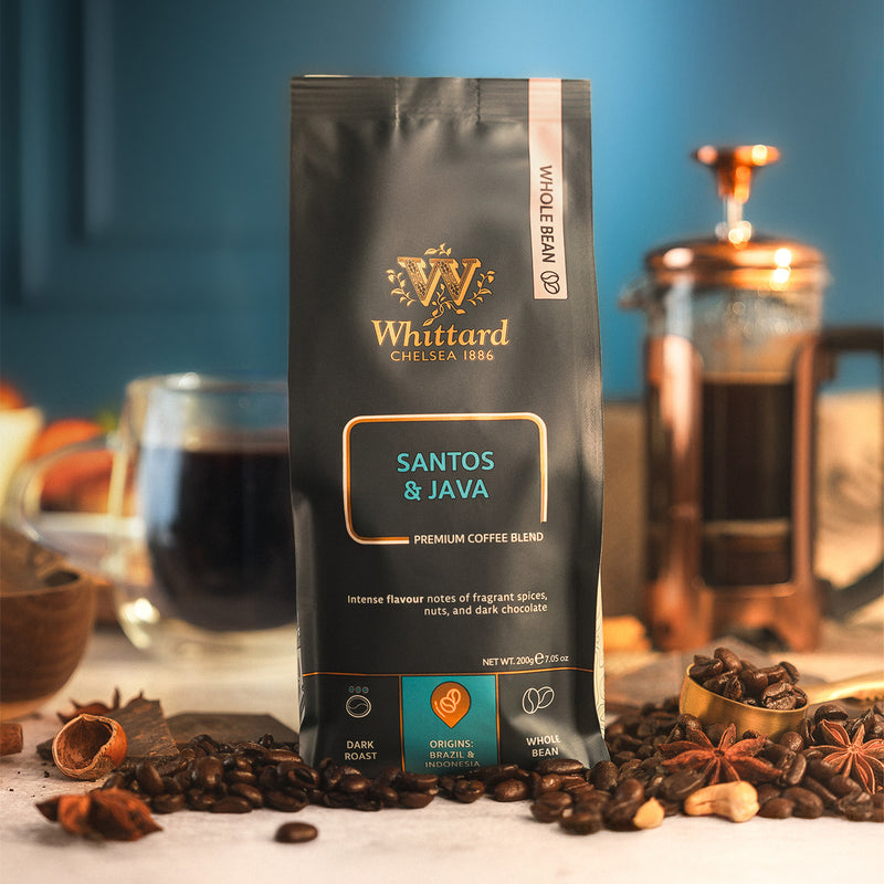 Whittard Santos and Java coffee beans 200g, imported from the UK