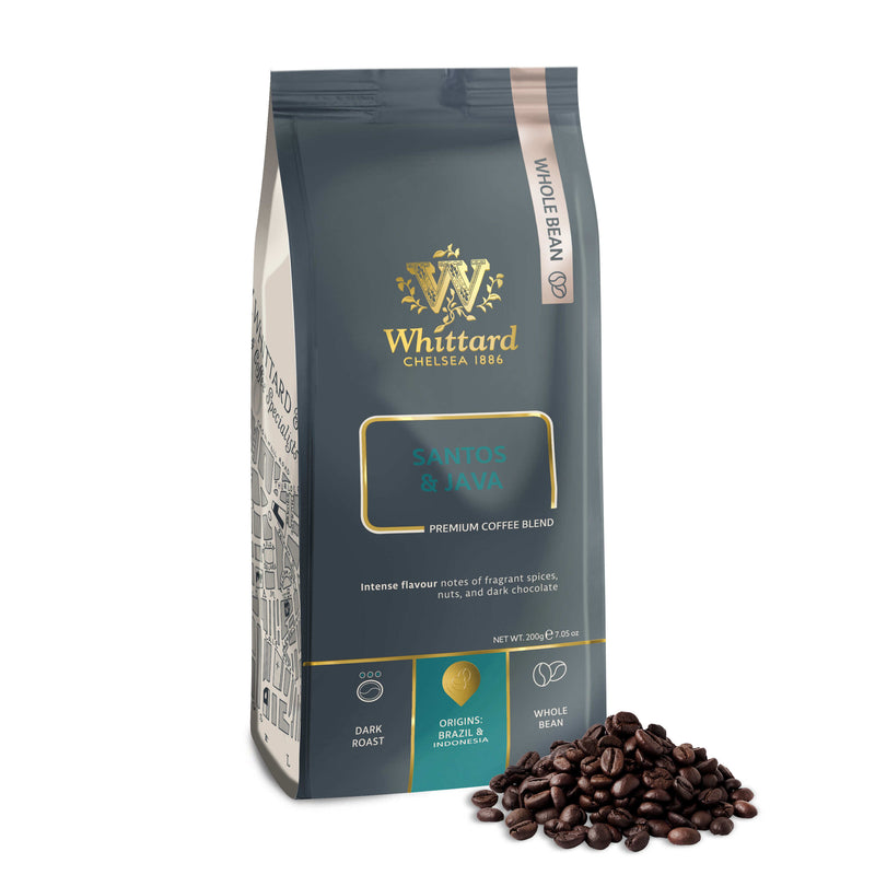 Whittard Santos and Java coffee beans 200g, imported from the UK