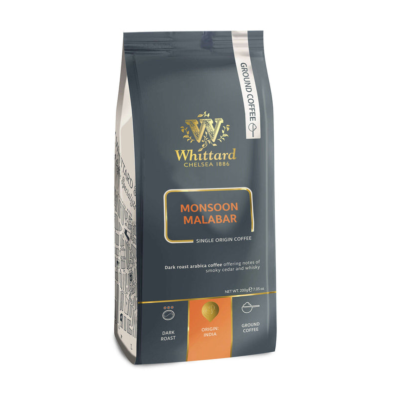 Whittard Monsoon Malabar ground coffee 200g, imported from the UK