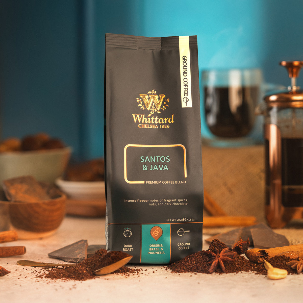 Whittard Santos and Java ground coffee 200g, UK version