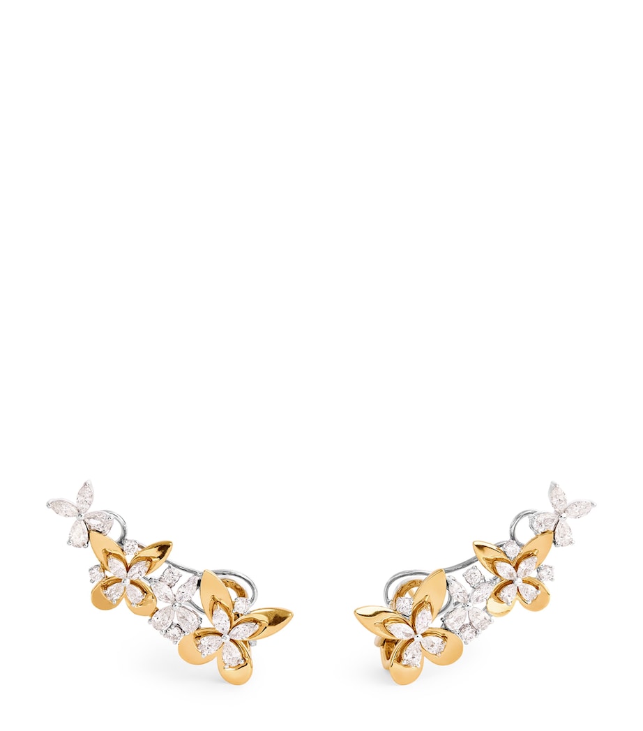 Yeprem butterfly climber earrings with gold and diamonds (British brand)